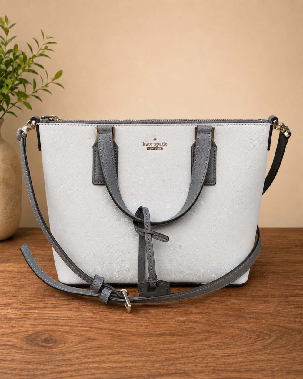 Kate Spade New York Lucie Cameron Leather Tote Crossbody Bag